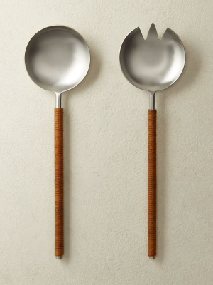 Osorio Leather Wrapped Salad Servers Set Of 2