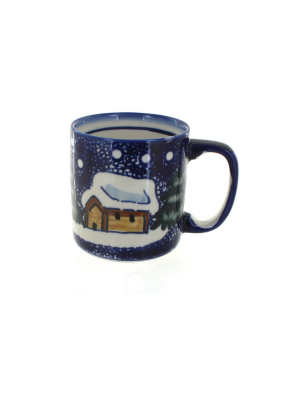 Blue Rose Polish Pottery Winter Forest Coffee Mug