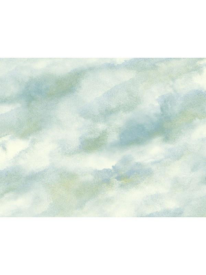 Watercolor Clouds Wallpaper In Soft Blues From The L'atelier De Paris Collection By Seabrook