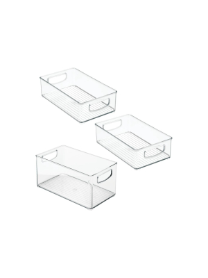 Mdesign Plastic Kitchen Food Storage Bin With Handles, 3 Set - Clear