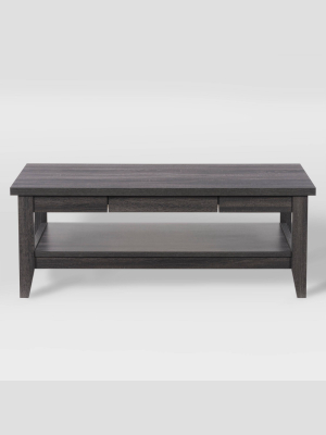 Hollywood Coffee Table With Drawers Dark Gray - Corliving