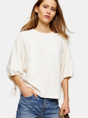 Ivory Premium Tie Sleeve Top