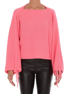 Msgm Drawstring Sleeve Ribbed Jumper