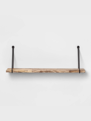 Wood Wall Shelf With Hanging Wire Natural/black - Threshold™