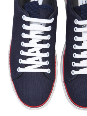 Thom Browne Stripe-trimmed Tennis Sneakers