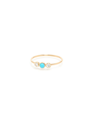 14k Turquoise & Diamond Bezel Ring
