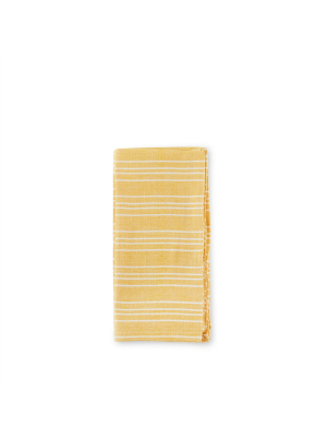 Cotton Linen Small Ticking Stripe Napkins In Marigold (set Of 4)