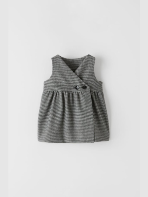 Houndstooth Wrap Pinafore Dress