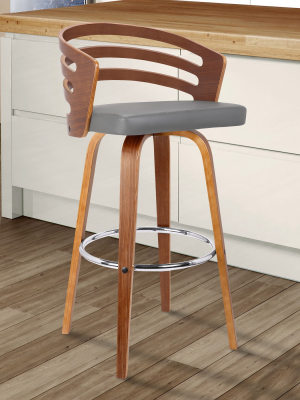 30" Jayden Mid-century Swivel Bar Height Barstool Brown/gray - Armen Living