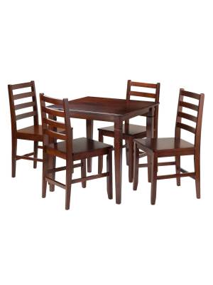 5 Piece Kingsgate Set Dining Table With Ladder Back Chairs Wood/walnut - Winsome