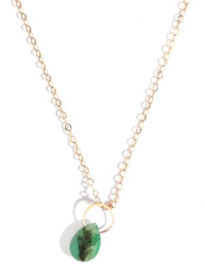 Single Emerald Drop Necklace