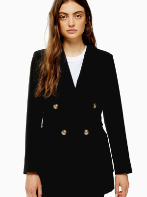 Black Belted Twill Blazer