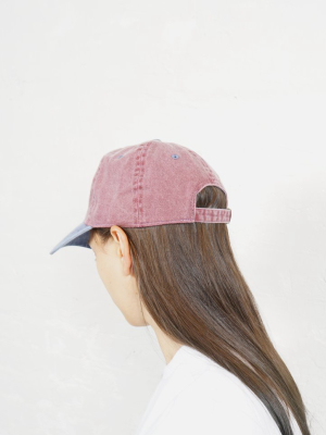 Washed Cotton 6-panel Cap Burgundy X Blue