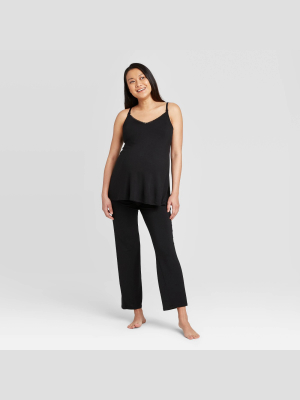 Maternity Drop Cup Nursing Cami/pajama Set - Isabel Maternity By Ingrid & Isabel™ Black