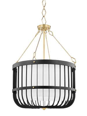 Hudson Valley Lighting Landon 4-bulb Pendant - Aged Brass & Black