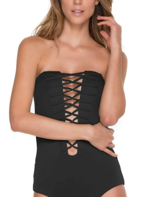 Malai Glam Fishbone One Piece In Black Op0108-blk