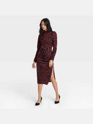 Women's Floral Print Puff Long Sleeve A-line Dress - Who What Wear™