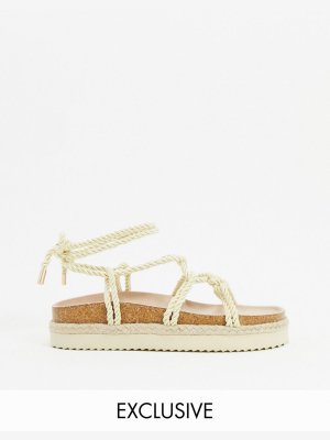 South Beach Rope Footbed Sandals In Natural