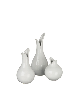 Sullivans Set Of 3 Bud Vase 8"h, 6"h & 4"h White