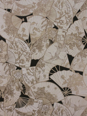 Sample Fanfare Wallpaper In Black And Beige From The Belvoir Collection By Matthew Williamson