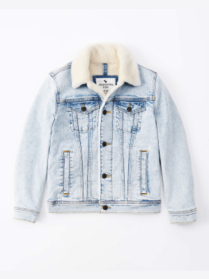 Sherpa-lined Denim Trucker Jacket