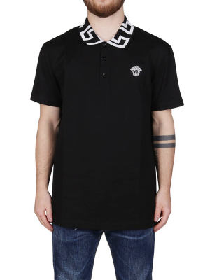 Versace Medusa Logo Embroidered Polo Shirt