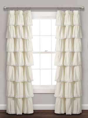 52"x84" Ruffle Window Curtain Panel Ivory - Lush Décor