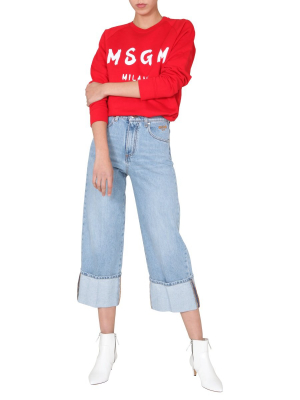 Msgm Turn-up Detailed Cropped Jeans