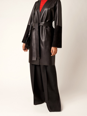 Leather Belted Coat
