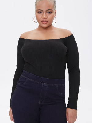 Plus Size Ribbed Knit Bodysuit