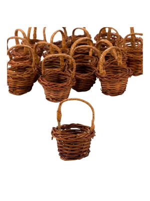 Mini Woven Baskets With Handles (1.75 X 2.7 In, Brown, 24-pack)