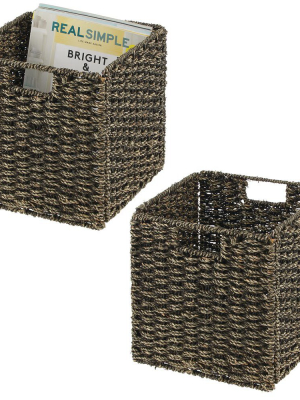 Mdesign Woven Seagrass Home Storage Basket For Cube Furniture, 2 Pack