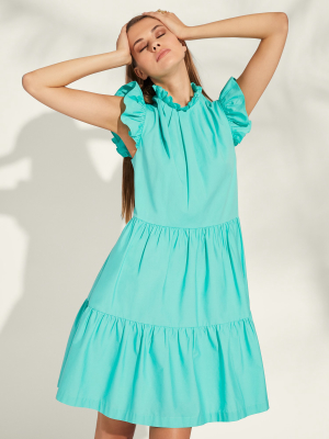 Cotton Poplin Ruffled Dress