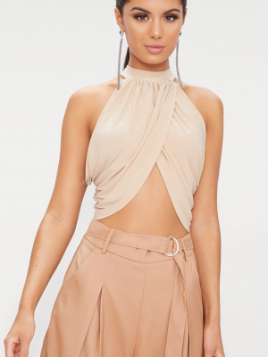 Champagne Neck Wrap Crop Top