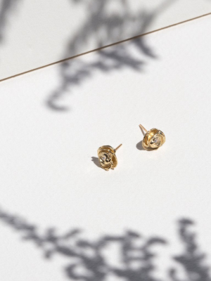 Diamond Rose Stud Earrings