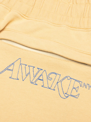 Awake Classic Outline Logo Paneled Embroidered Sweatpants - Mustard