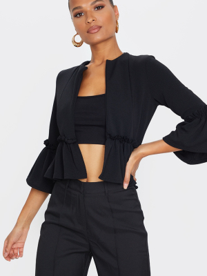 Black Frill Sleeve Blazer