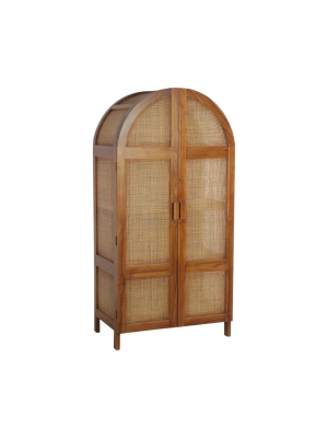 Lemari Teak And Cane Wardrobe