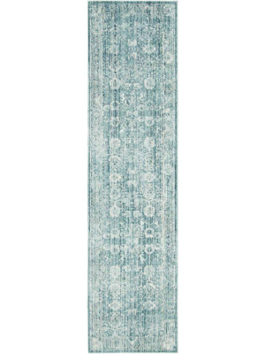 Illusion Blue/ivory Runner Rug