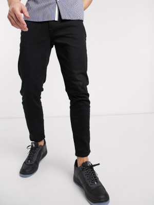 River Island Tapered Jeans In Black