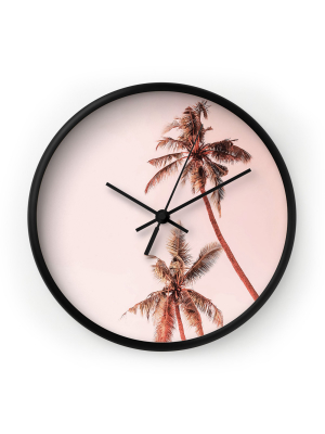 Gale Switzer Sunset Palm Trees Wall Clock - Deny Designs