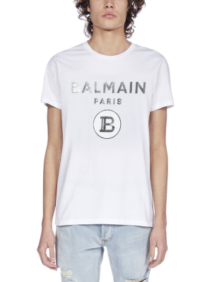 Balmain Metallic Logo Printed T-shirt