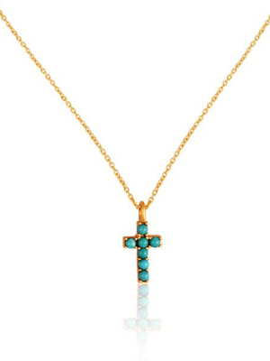 Dainty Turquoise Cross Necklace