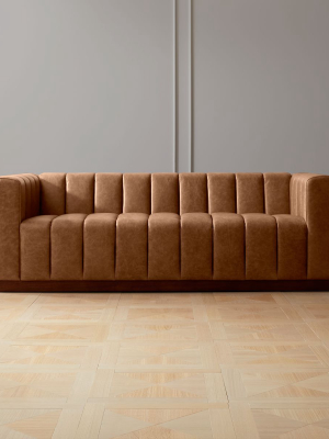 Forte Channeled Saddle Leather Sofa