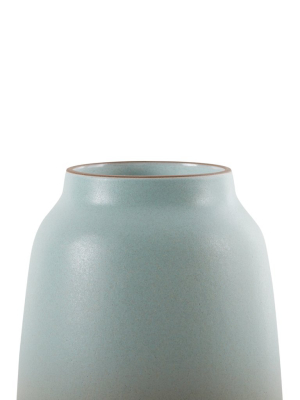 Wide Vase In Aqua And Barley