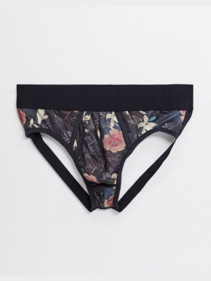 Asos Design Brief Jock In Dark Floral Print