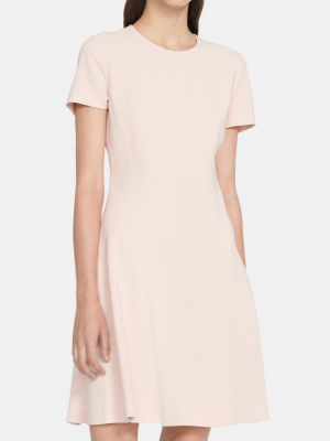 Modern Seamed Shift Dress In Crepe