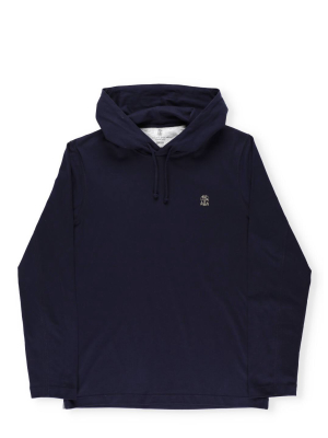 Brunello Cucinelli Logo Embroidered Drawstring Hoodie