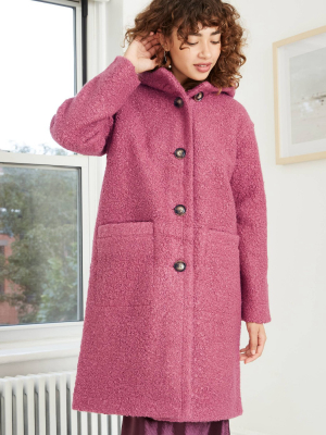 Women's Hooded Midi Teddy Coat - A New Day™