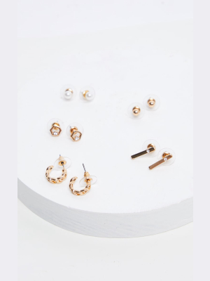 Gold Stud Earrings Multi Pack